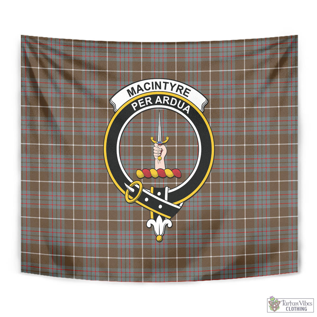 Tartan Vibes Clothing MacIntyre Hunting Weathered Tartan Tapestry Wall Hanging and Home Decor for Room with Family Crest