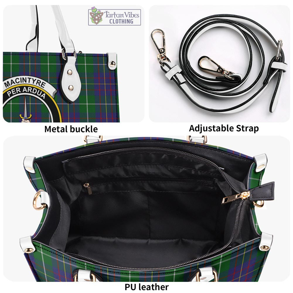 Tartan Vibes Clothing MacIntyre Inglis Tartan Luxury Leather Handbags with Family Crest