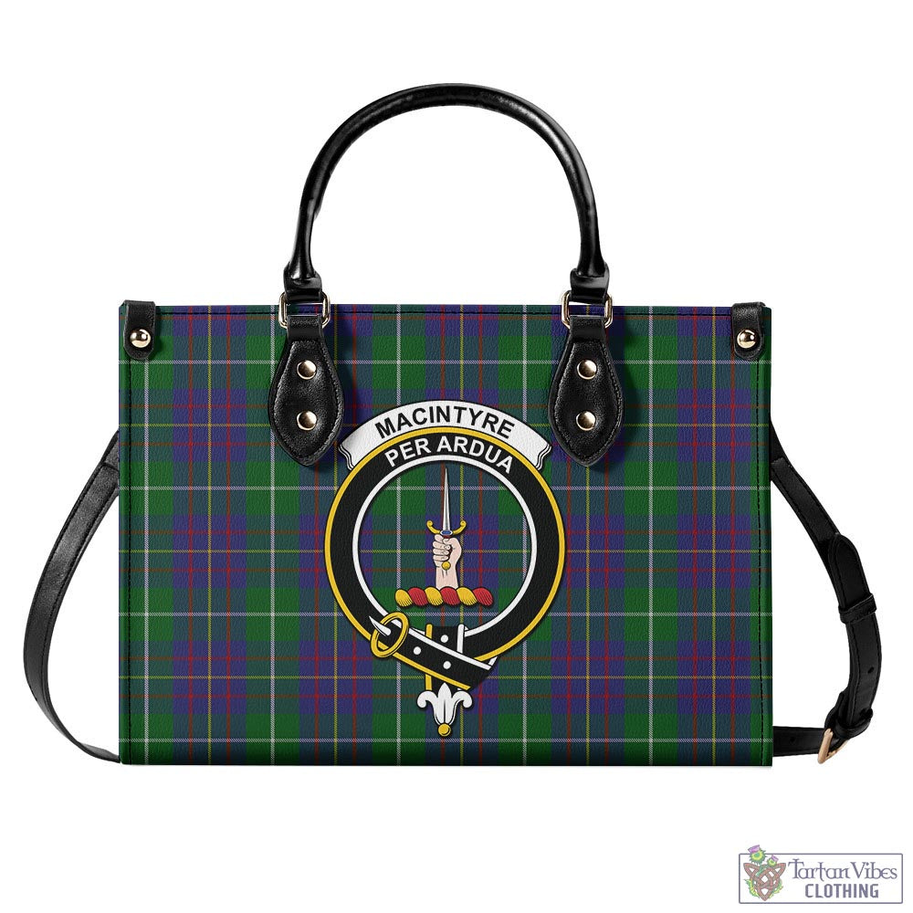 Tartan Vibes Clothing MacIntyre Inglis Tartan Luxury Leather Handbags with Family Crest