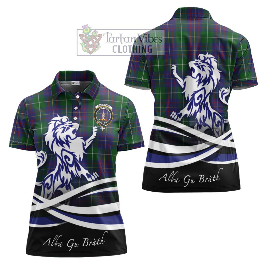 MacIntyre Inglis Tartan Women's Polo Shirt with Alba Gu Brath Regal Lion Emblem Women - Tartanvibesclothing Shop