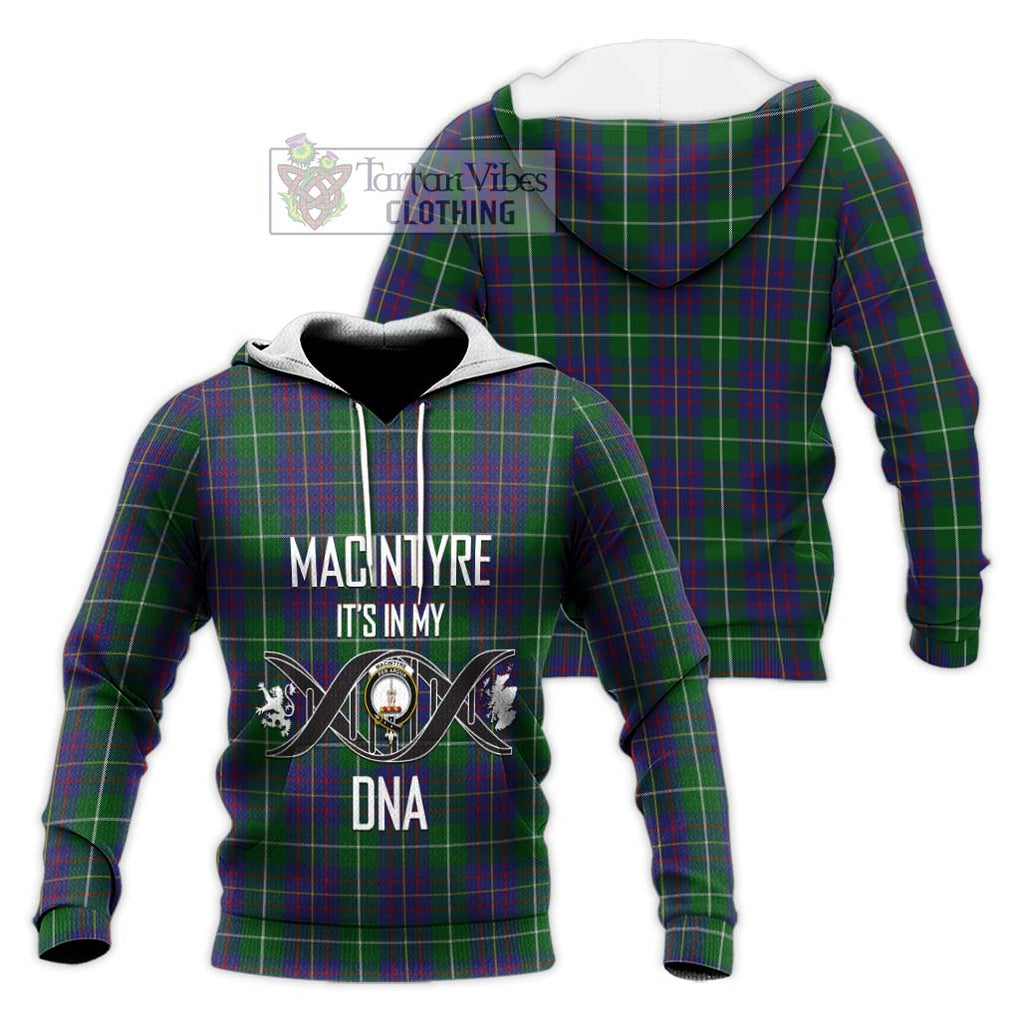 MacIntyre Inglis Tartan Knitted Hoodie with Family Crest DNA In Me Style Unisex Knitted Pullover Hoodie - Tartanvibesclothing Shop