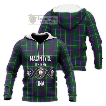 MacIntyre Inglis Tartan Knitted Hoodie with Family Crest DNA In Me Style