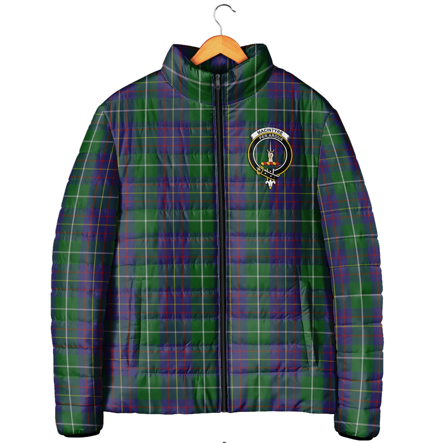 MacIntyre Inglis Tartan Padded Jacket with Family Crest Men's Padded Jacket - Tartan Vibes Clothing