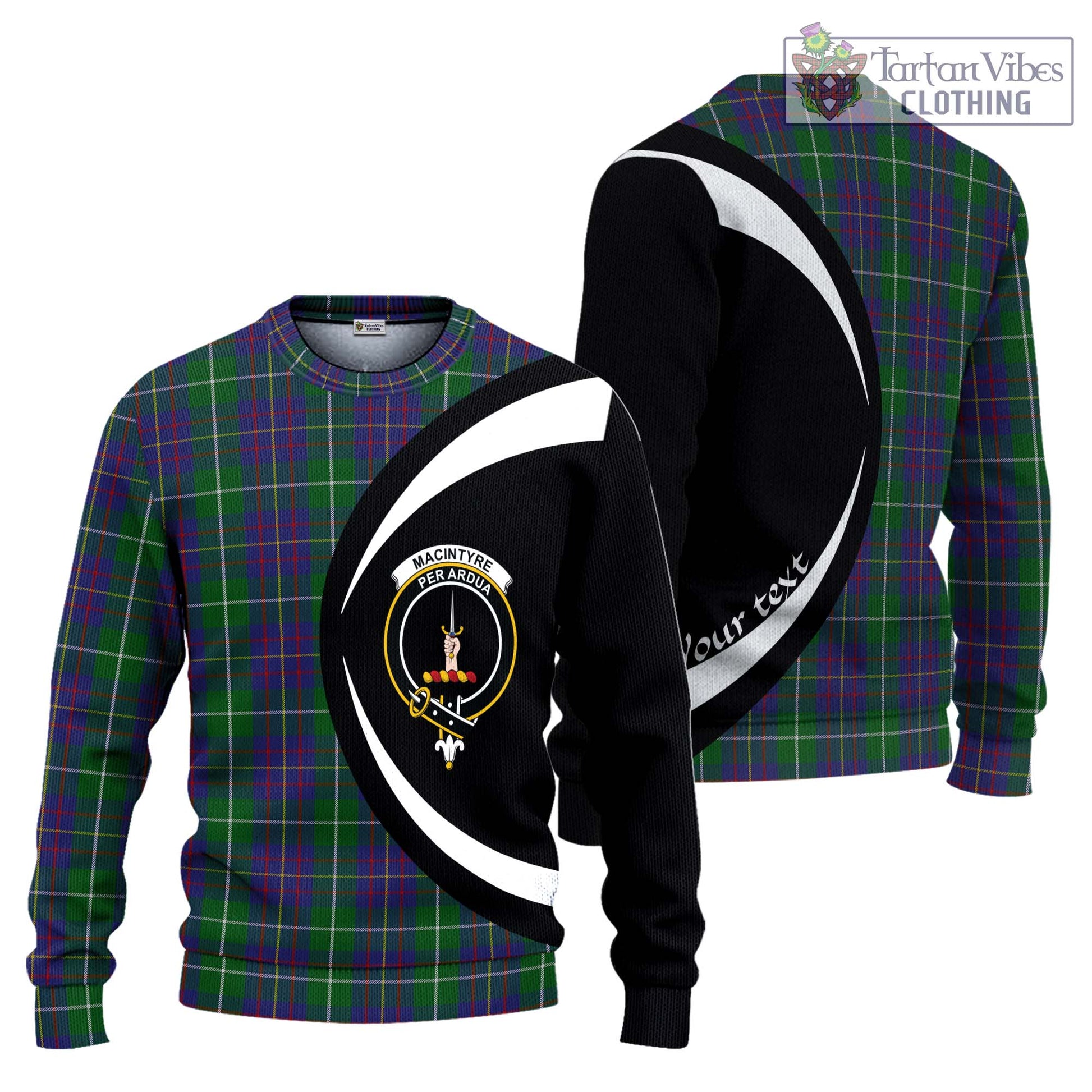 MacIntyre Inglis Tartan Knitted Sweater with Family Crest Circle Style Unisex - Tartan Vibes Clothing