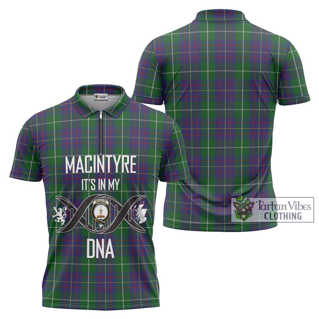 MacIntyre Inglis Tartan Zipper Polo Shirt with Family Crest DNA In Me Style Unisex - Tartanvibesclothing Shop