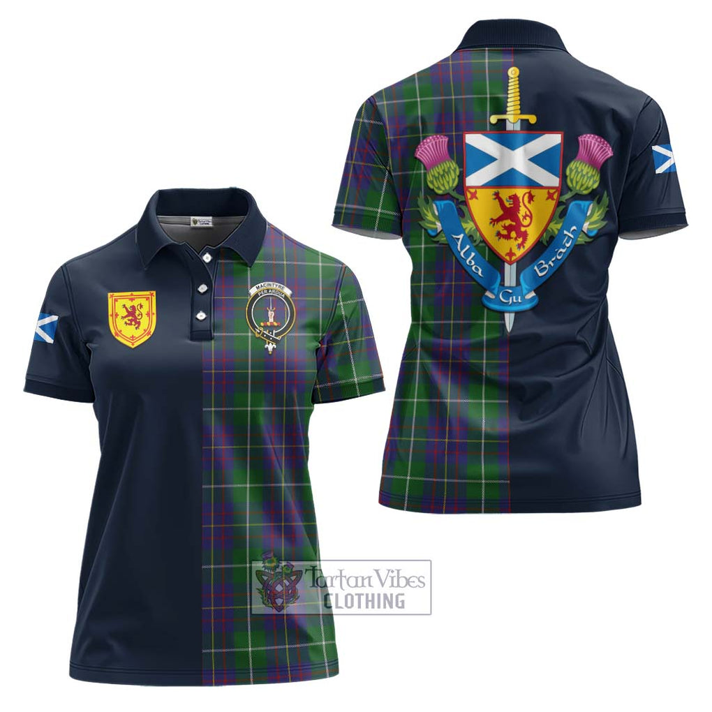 Tartan Vibes Clothing MacIntyre Inglis Tartan Women's Polo Shirt with Scottish Lion Royal Arm Half Style