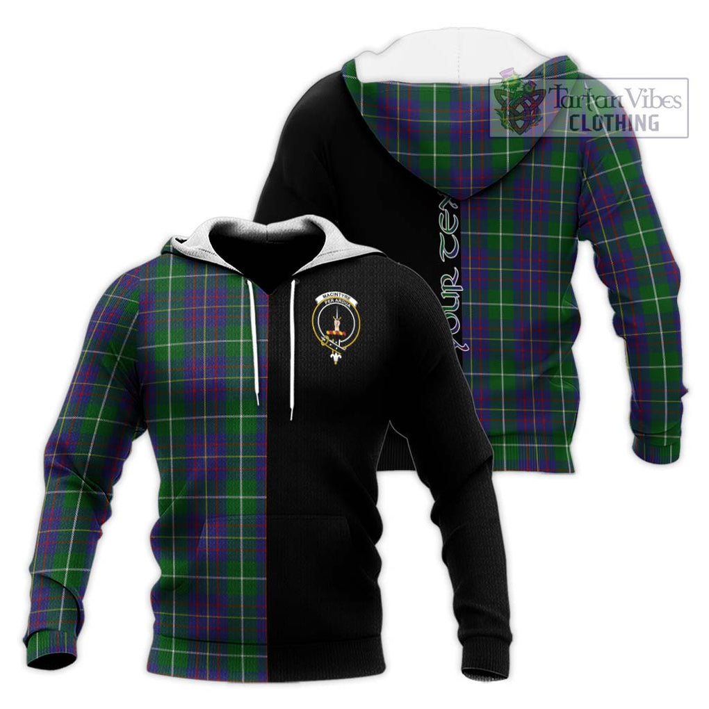 MacIntyre Inglis Tartan Knitted Hoodie with Family Crest and Half Of Me Style Unisex Knitted Pullover Hoodie - Tartanvibesclothing Shop