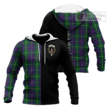 MacIntyre Inglis Tartan Knitted Hoodie with Family Crest and Half Of Me Style