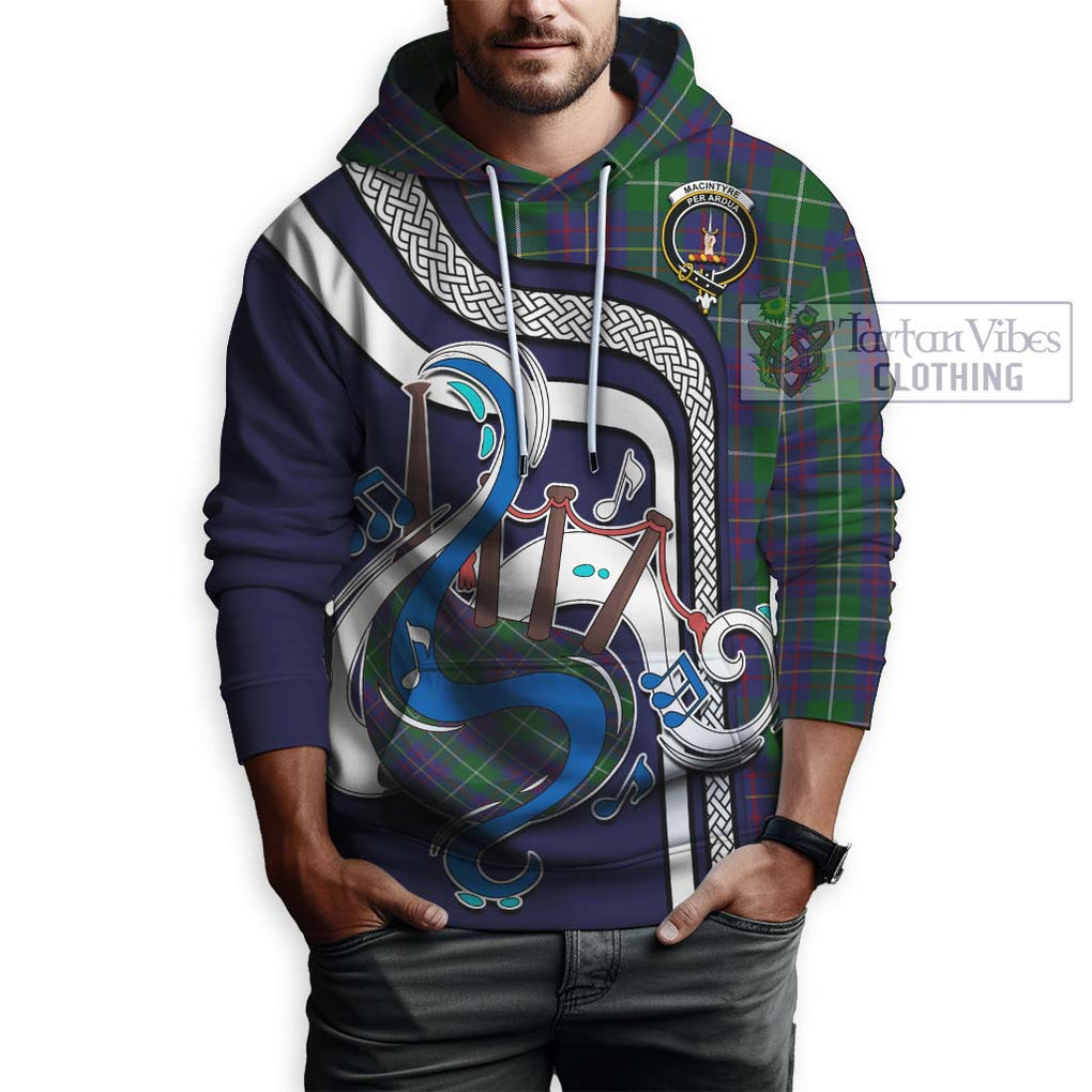 MacIntyre Inglis Tartan Hoodie with Epic Bagpipe Style Zip Hoodie - Tartanvibesclothing Shop