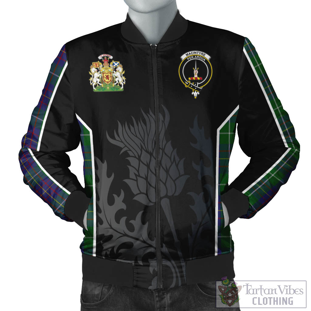 Tartan Vibes Clothing MacIntyre Inglis Tartan Bomber Jacket with Family Crest and Scottish Thistle Vibes Sport Style