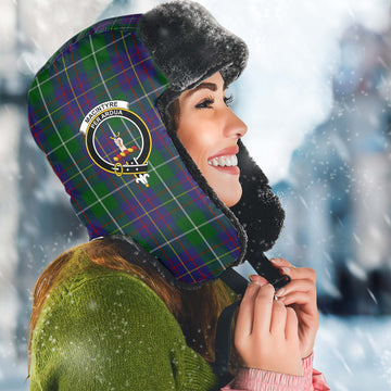 MacIntyre Inglis Tartan Winter Trapper Hat with Family Crest