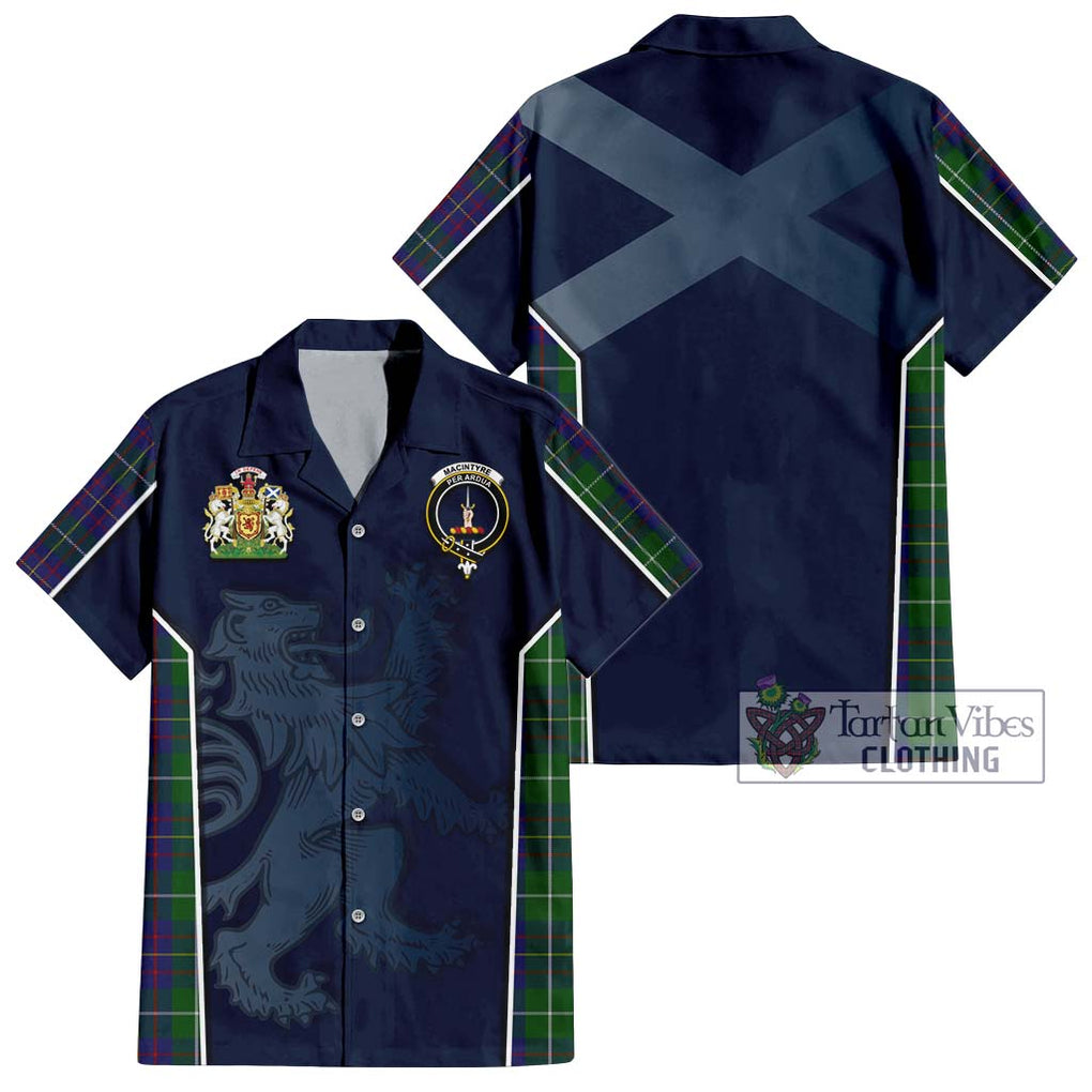 MacIntyre Inglis Tartan Short Sleeve Button Shirt with Family Crest and Lion Rampant Vibes Sport Style Kid - Tartan Vibes Clothing