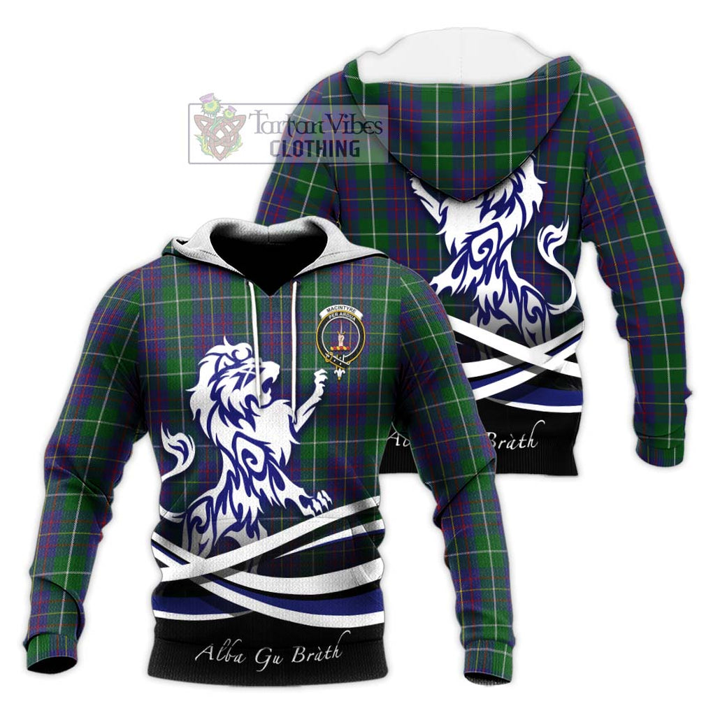 MacIntyre Inglis Tartan Knitted Hoodie with Alba Gu Brath Regal Lion Emblem Unisex Knitted Pullover Hoodie - Tartanvibesclothing Shop