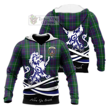 MacIntyre Inglis Tartan Knitted Hoodie with Alba Gu Brath Regal Lion Emblem