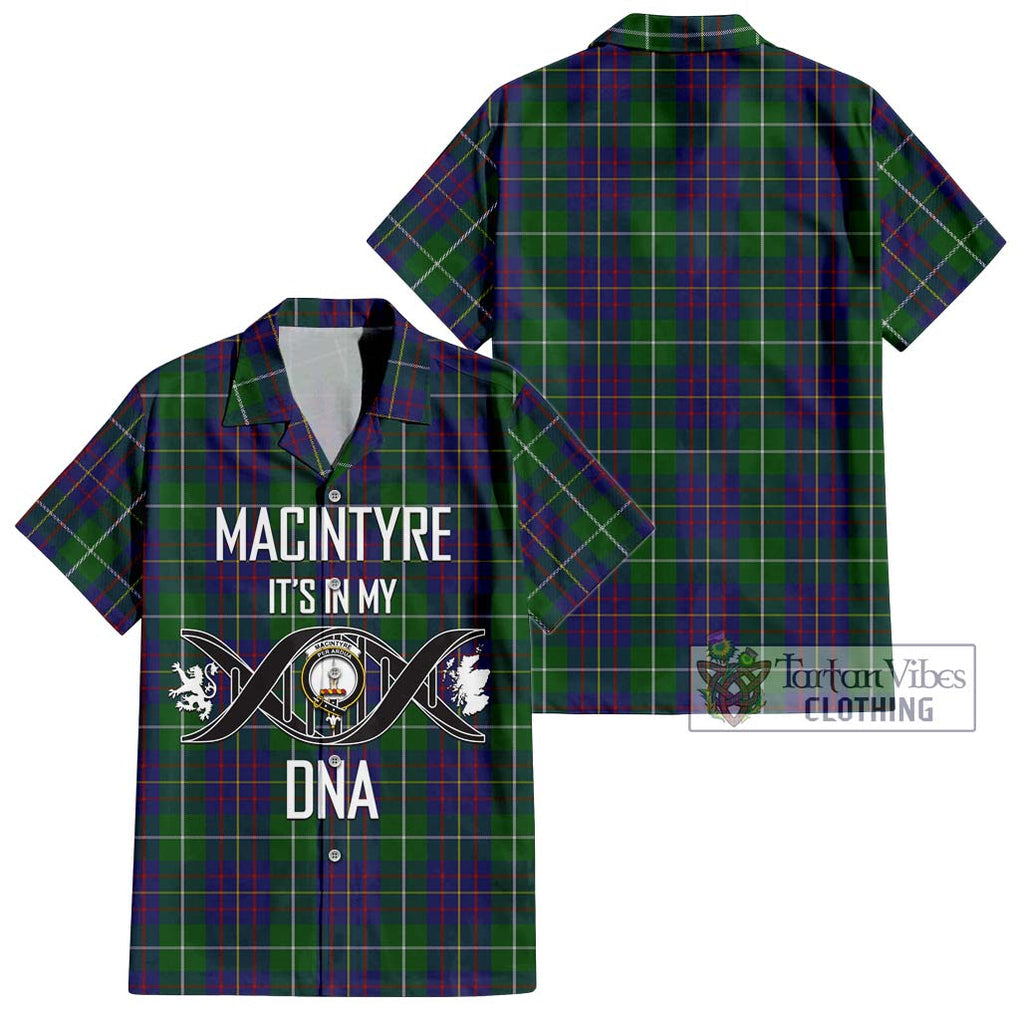 MacIntyre Inglis Tartan Short Sleeve Button Shirt with Family Crest DNA In Me Style Kid - Tartanvibesclothing Shop