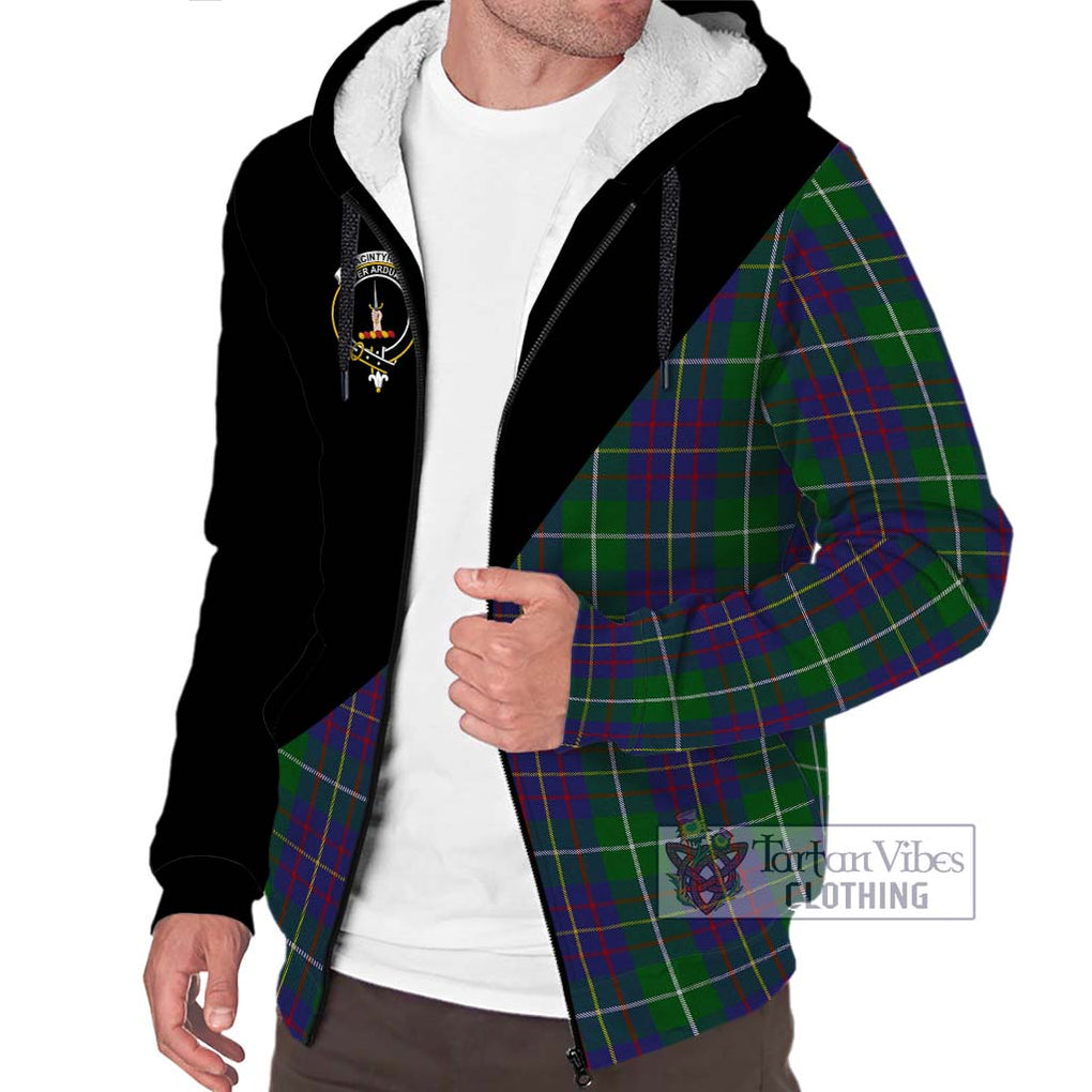 MacIntyre Inglis Tartan Sherpa Hoodie with Family Crest and Military Logo Style Unisex S - Tartanvibesclothing Shop