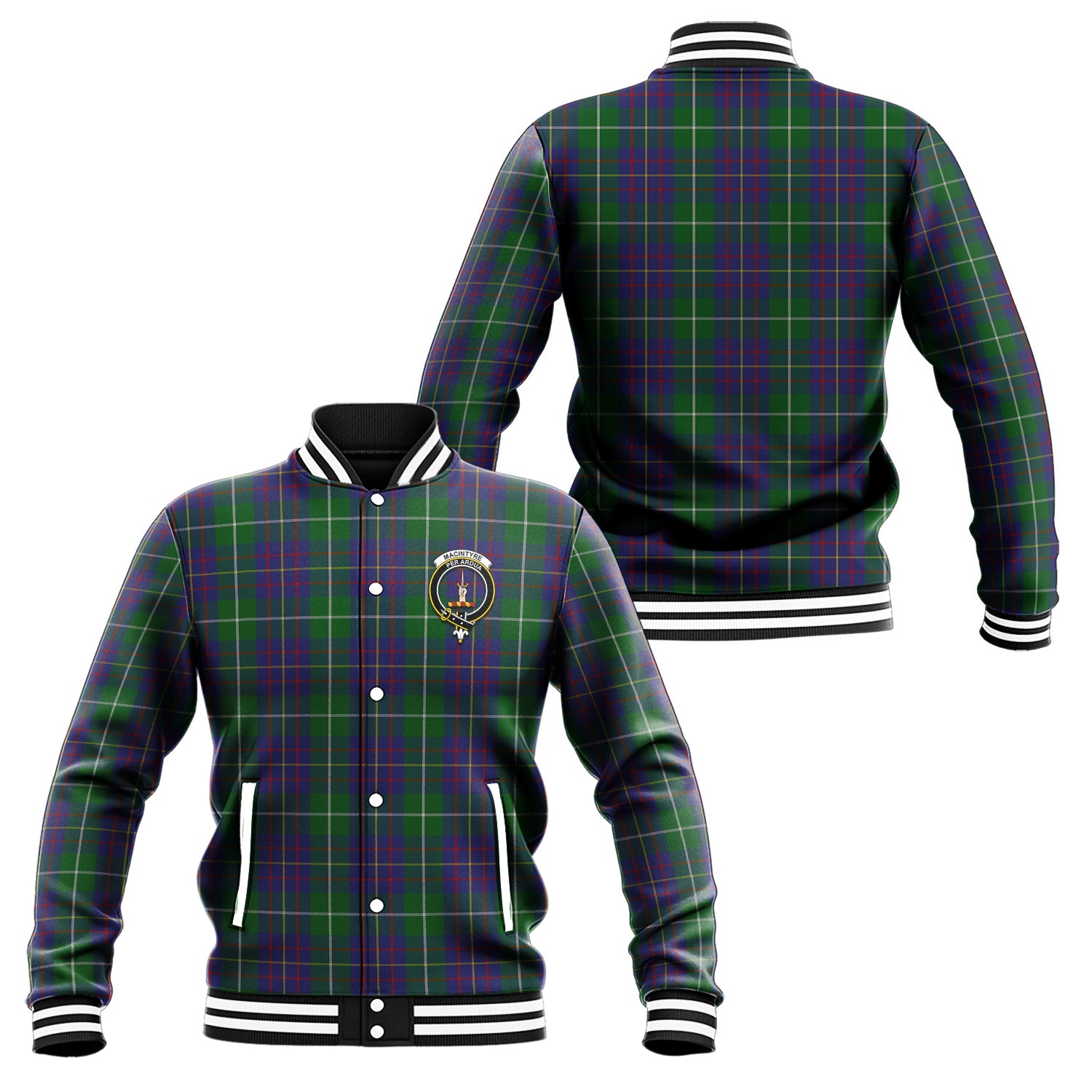 MacIntyre Inglis Tartan Baseball Jacket with Family Crest Unisex - Tartan Vibes Clothing