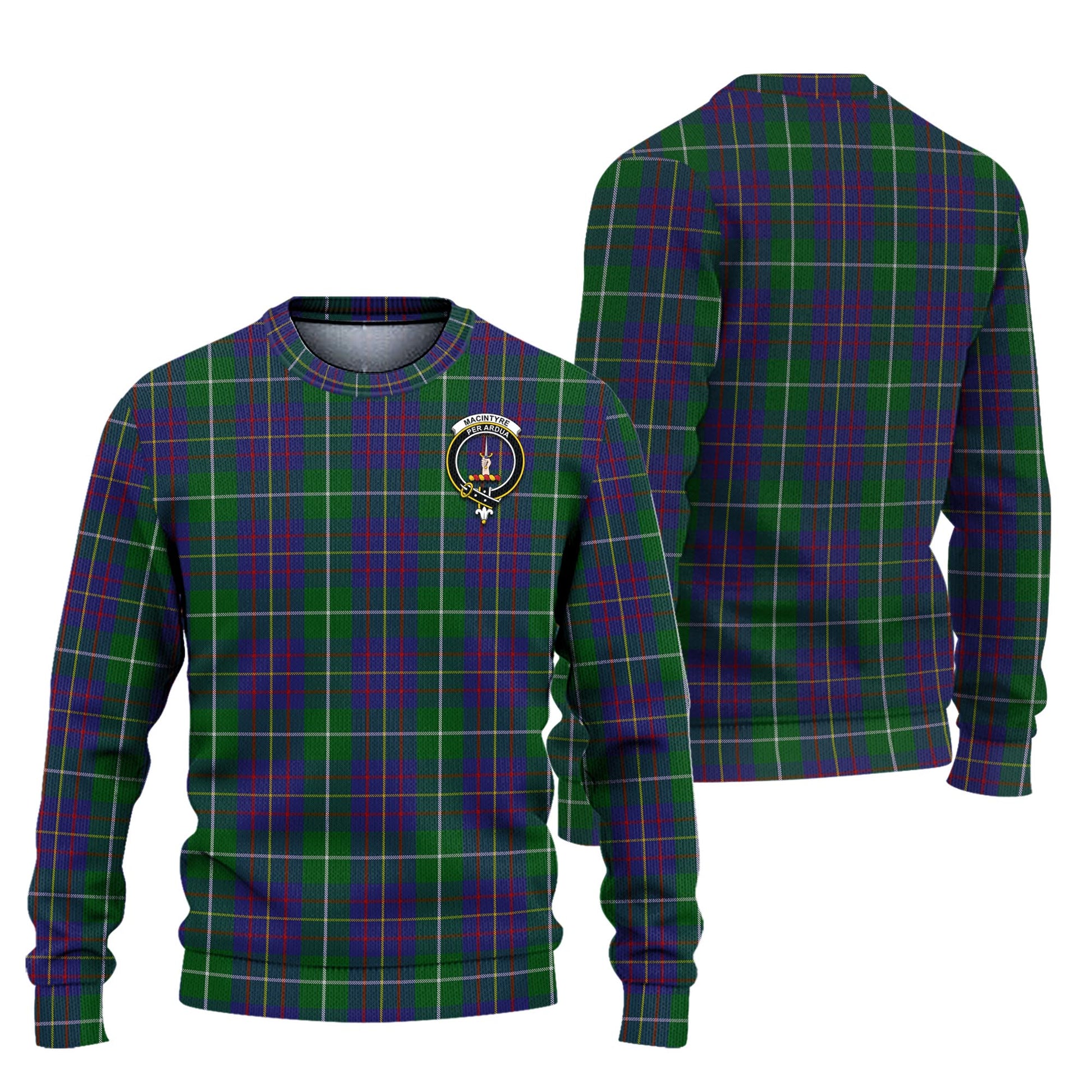 MacIntyre Inglis Tartan Knitted Sweater with Family Crest Unisex - Tartanvibesclothing