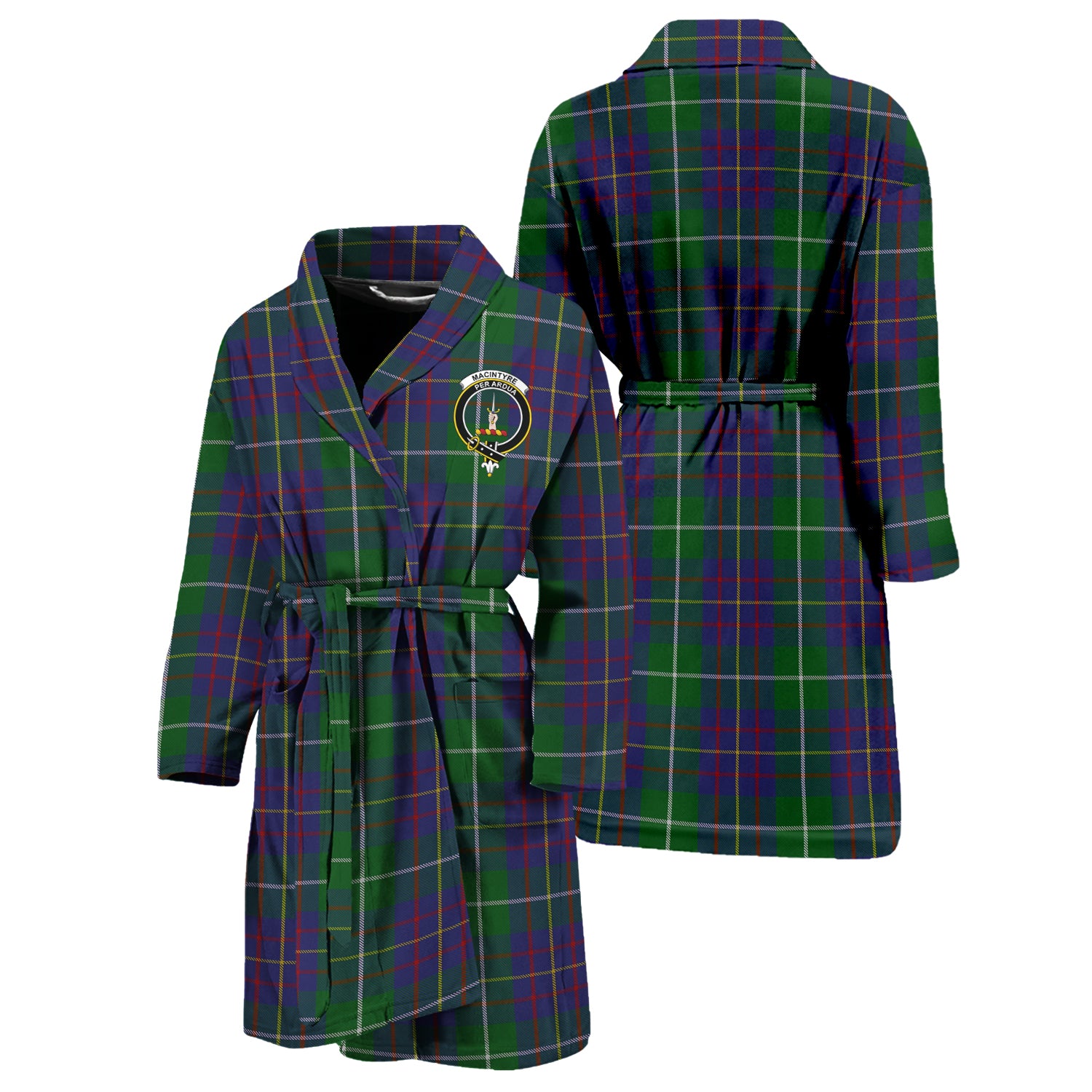 MacIntyre Inglis Tartan Bathrobe with Family Crest Unisex S - Tartan Vibes Clothing