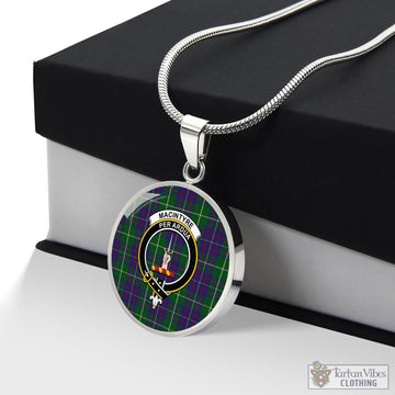 MacIntyre Inglis Tartan Circle Necklace with Family Crest