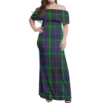 MacIntyre Inglis Tartan Off Shoulder Long Dress