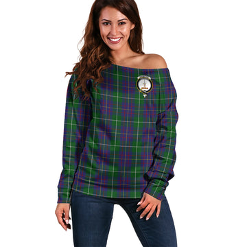 MacIntyre Inglis Tartan Off Shoulder Women Sweater with Family Crest