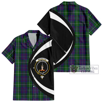 MacIntyre Inglis Tartan Short Sleeve Button Up with Family Crest Circle Style