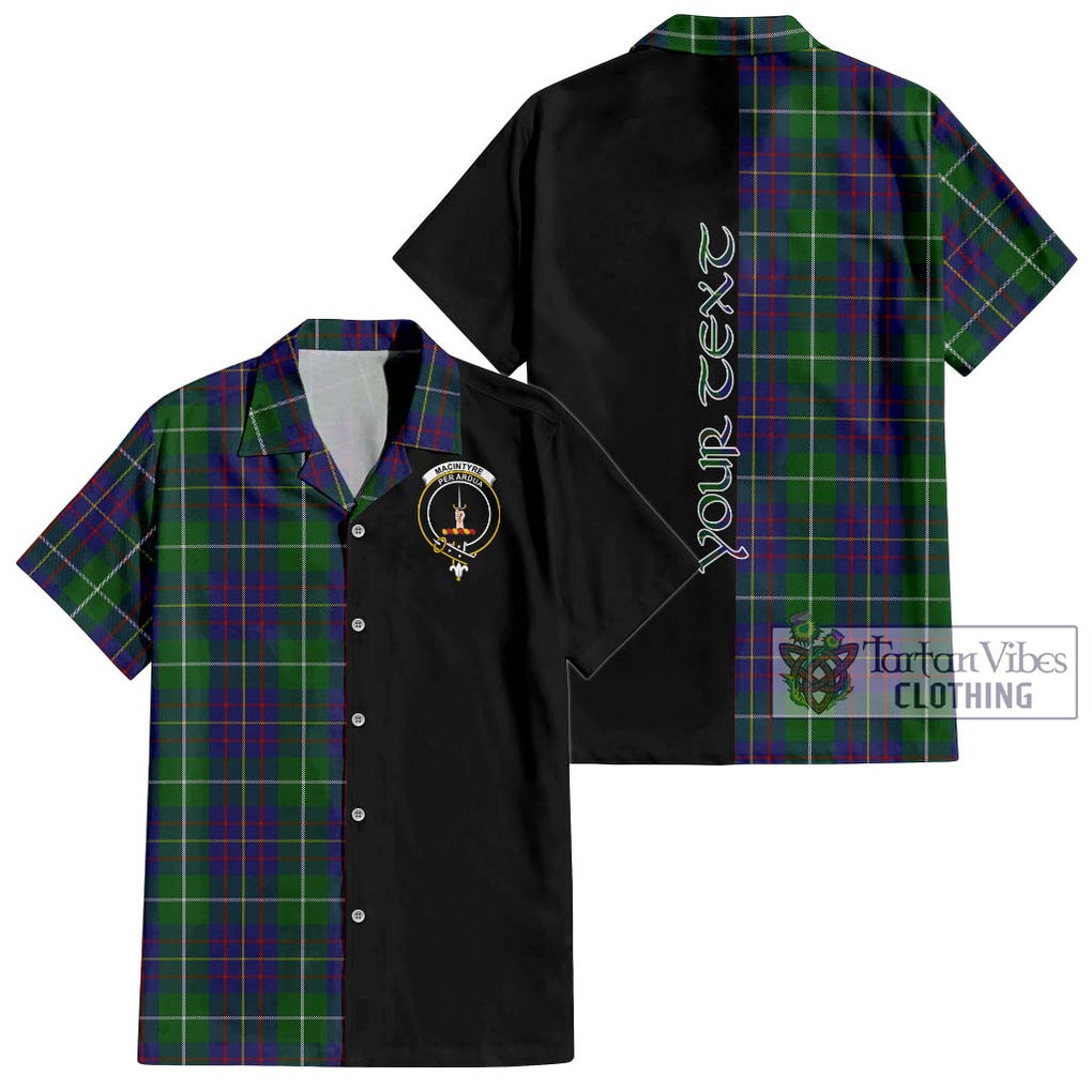 MacIntyre Inglis Tartan Short Sleeve Button Shirt with Family Crest and Half Of Me Style Kid - Tartanvibesclothing Shop