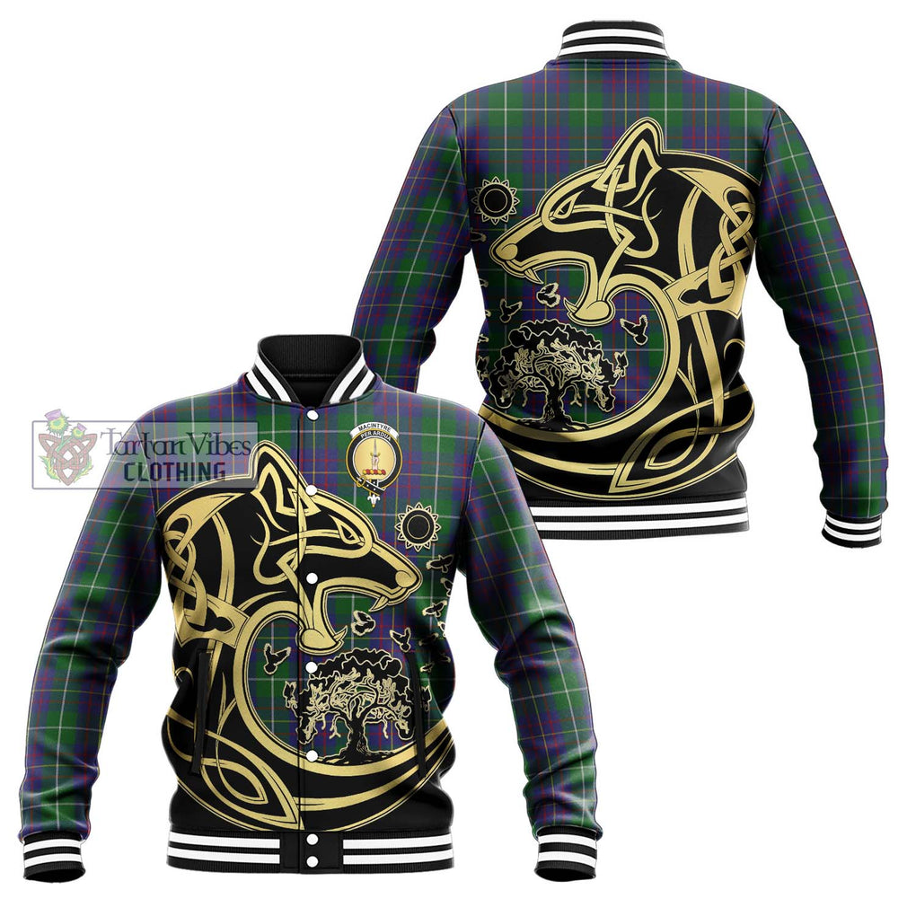 MacIntyre Inglis Tartan Baseball Jacket with Family Crest Celtic Wolf Style Unisex - Tartan Vibes Clothing