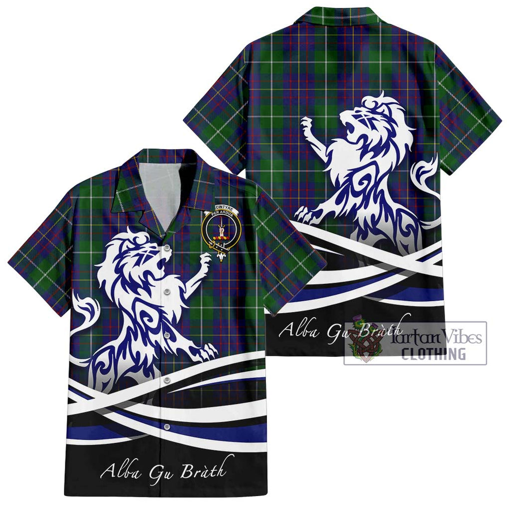 MacIntyre Inglis Tartan Short Sleeve Button Shirt with Alba Gu Brath Regal Lion Emblem Kid - Tartanvibesclothing Shop