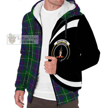 MacIntyre Inglis Tartan Sherpa Hoodie with Family Crest Circle Style