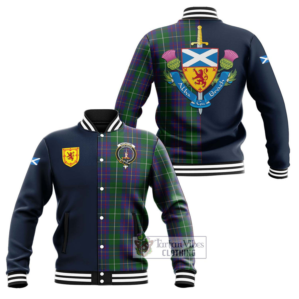 Tartan Vibes Clothing MacIntyre Inglis Tartan Baseball Jacket with Scottish Lion Royal Arm Half Style