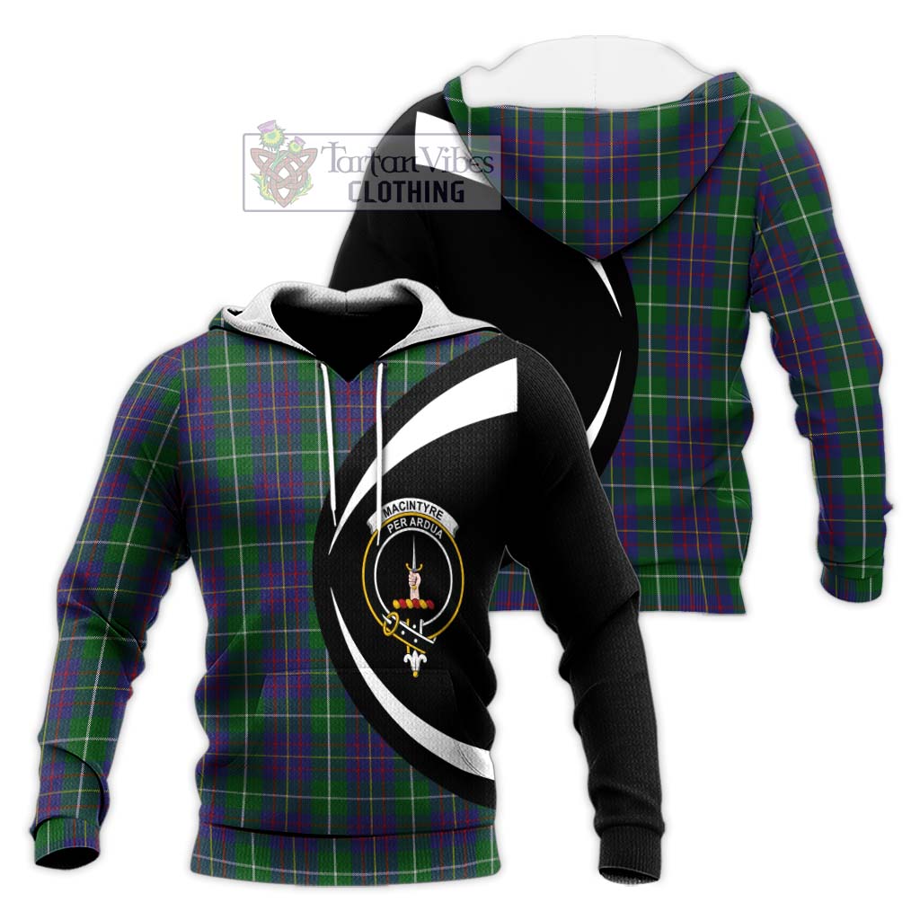 MacIntyre Inglis Tartan Knitted Hoodie with Family Crest Circle Style Unisex Knitted Pullover Hoodie - Tartan Vibes Clothing