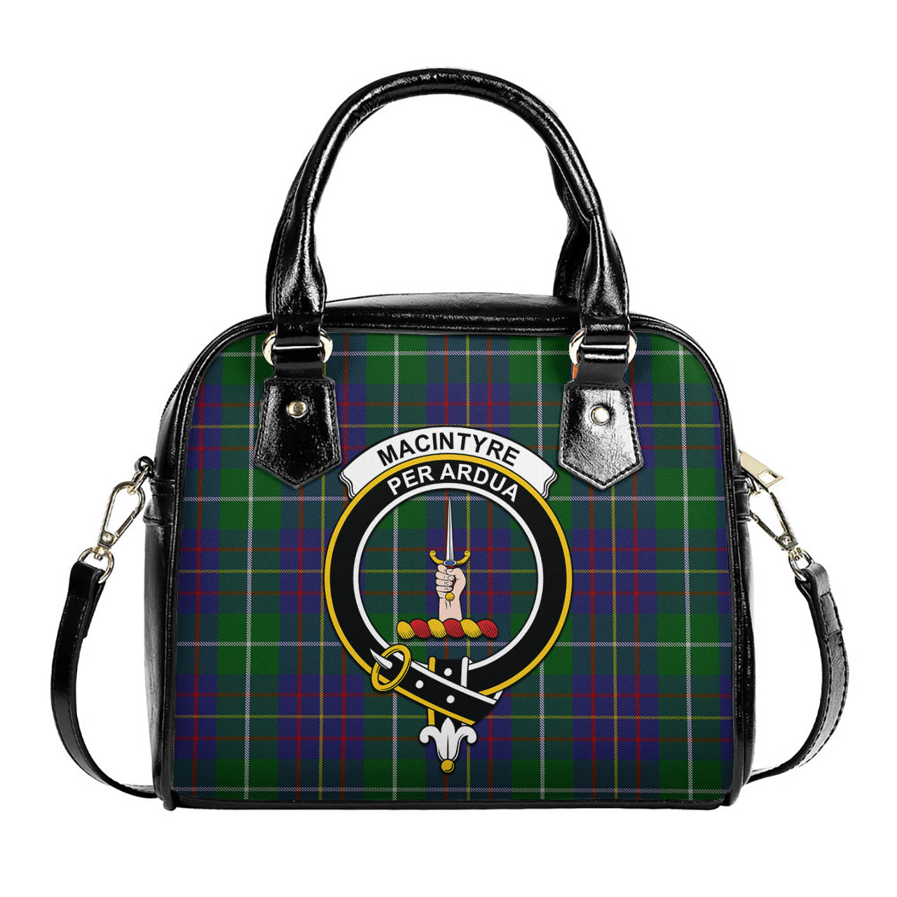 MacIntyre Inglis Tartan Shoulder Handbags with Family Crest One Size 6*25*22 cm - Tartanvibesclothing