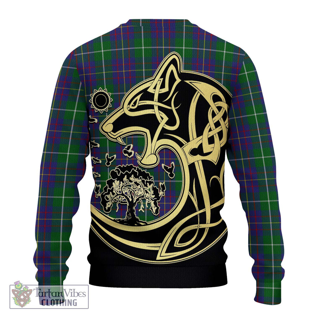 MacIntyre Inglis Tartan Knitted Sweater with Family Crest Celtic Wolf Style - Tartan Vibes Clothing