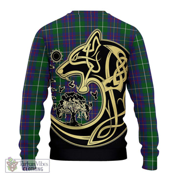 MacIntyre Inglis Tartan Ugly Sweater with Family Crest Celtic Wolf Style