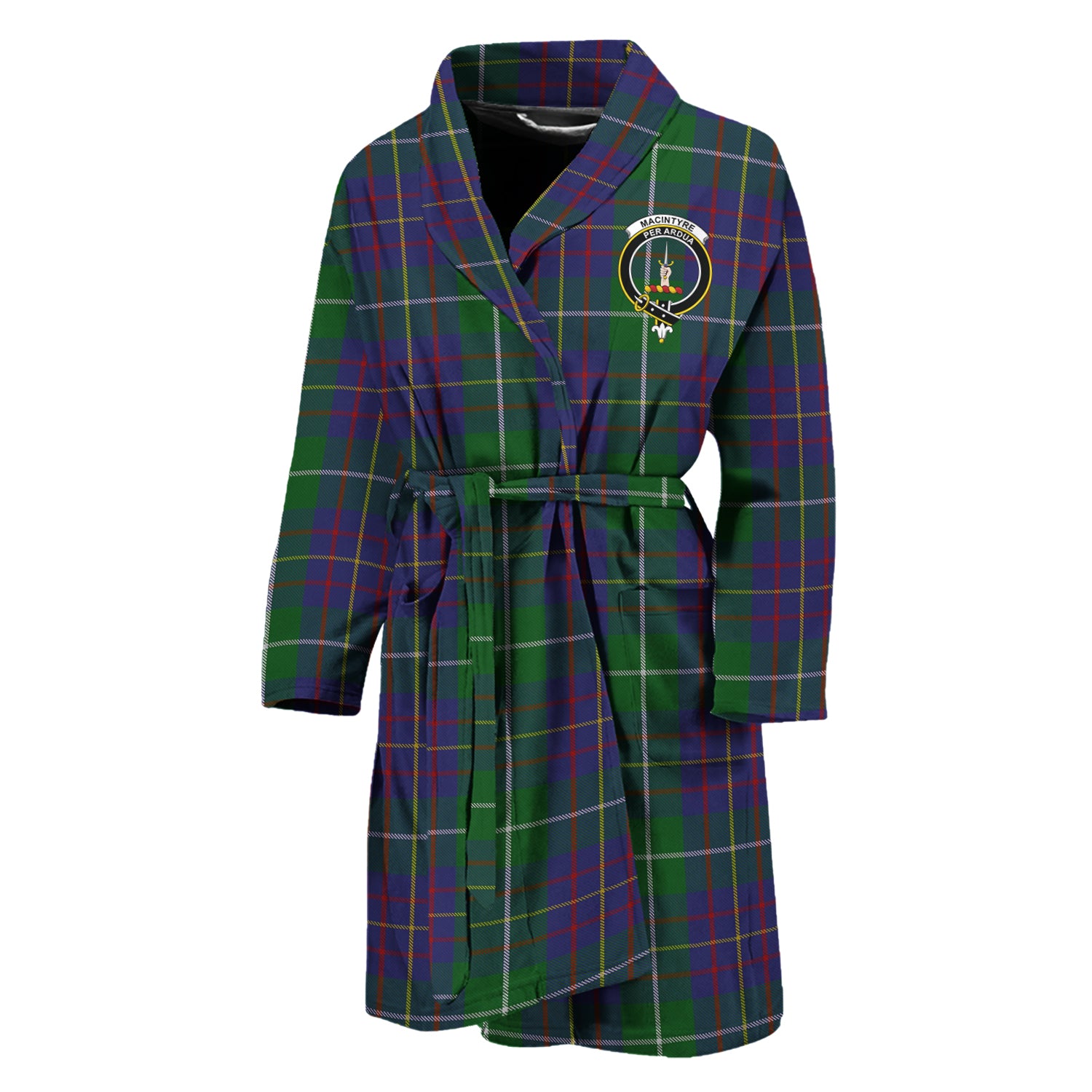 MacIntyre Inglis Tartan Bathrobe with Family Crest Unisex M - Tartan Vibes Clothing