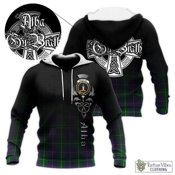 MacIntyre Inglis Tartan Knitted Hoodie Featuring Alba Gu Brath Family Crest Celtic Inspired