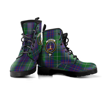 MacIntyre Inglis Tartan Leather Boots with Family Crest