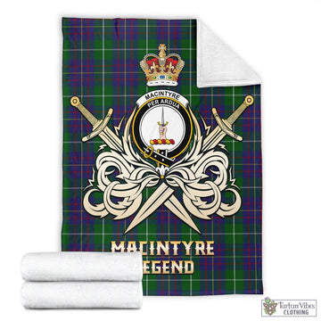 MacIntyre Inglis Tartan Blanket with Clan Crest and the Golden Sword of Courageous Legacy