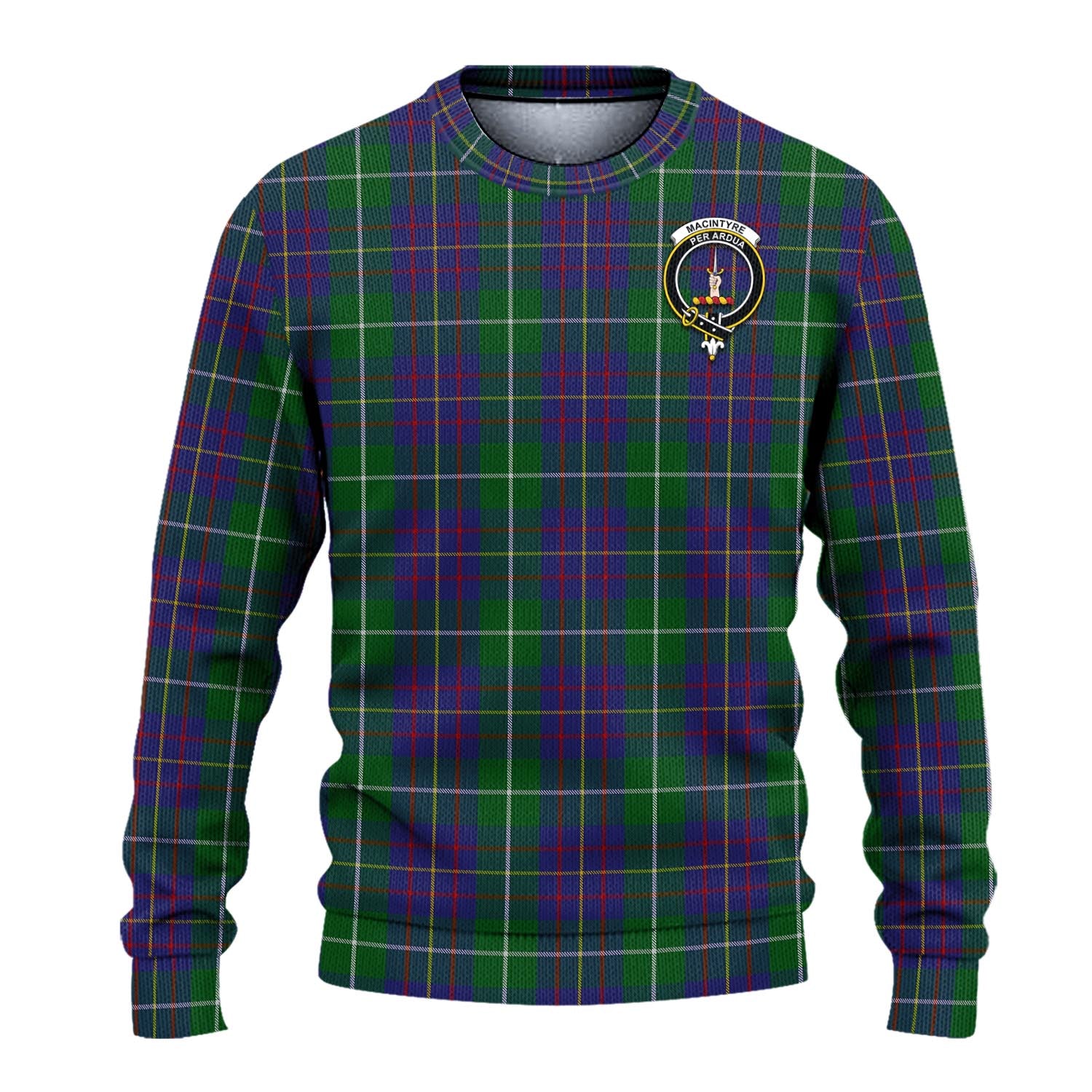 MacIntyre Inglis Tartan Knitted Sweater with Family Crest - Tartanvibesclothing