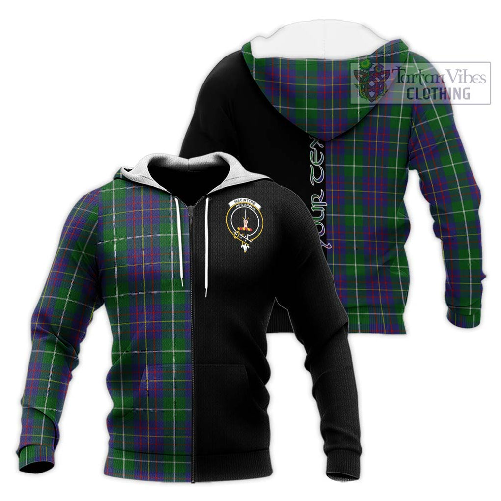 MacIntyre Inglis Tartan Knitted Hoodie with Family Crest and Half Of Me Style Unisex Knitted Zip Hoodie - Tartanvibesclothing Shop