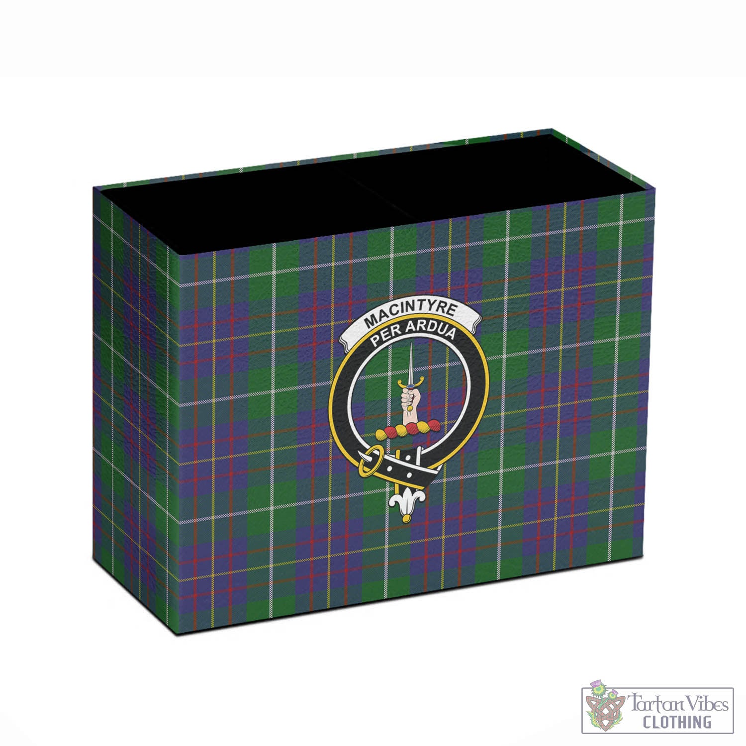 Tartan Vibes Clothing MacIntyre Inglis Tartan Pen Holder with Family Crest