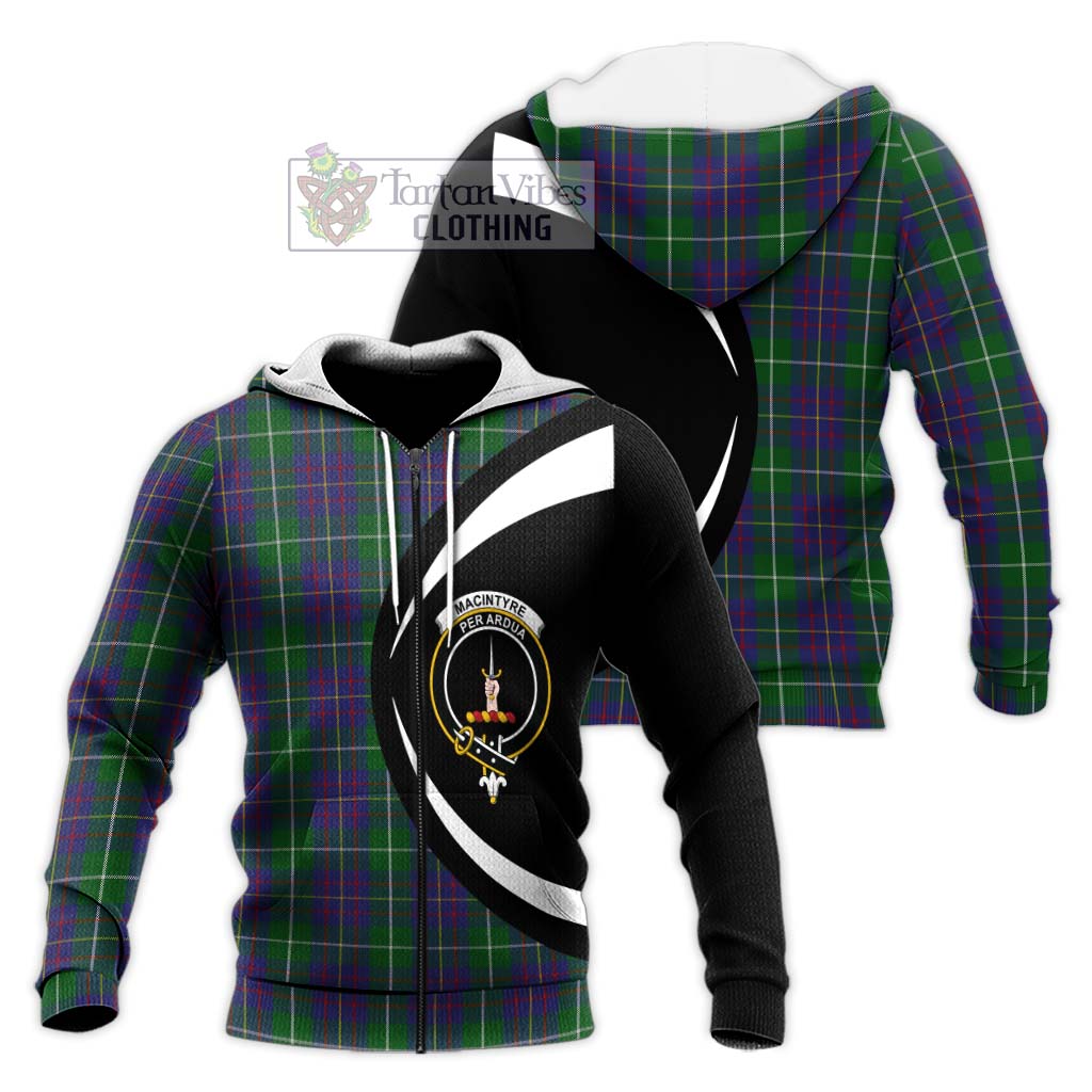 MacIntyre Inglis Tartan Knitted Hoodie with Family Crest Circle Style Unisex Knitted Zip Hoodie - Tartan Vibes Clothing