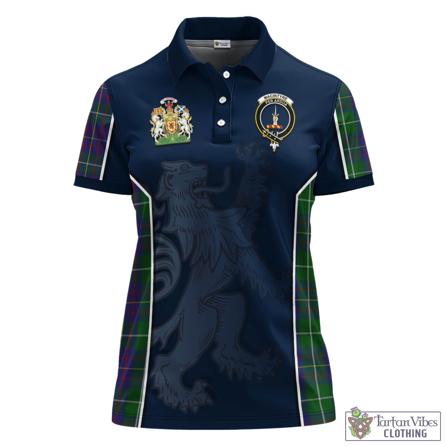 MacIntyre Inglis Tartan Women's Polo Shirt with Family Crest and Lion Rampant Vibes Sport Style - Tartan Vibes Clothing