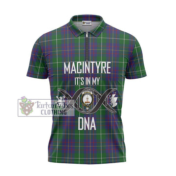 MacIntyre Inglis Tartan Zipper Polo Shirt with Family Crest DNA In Me Style