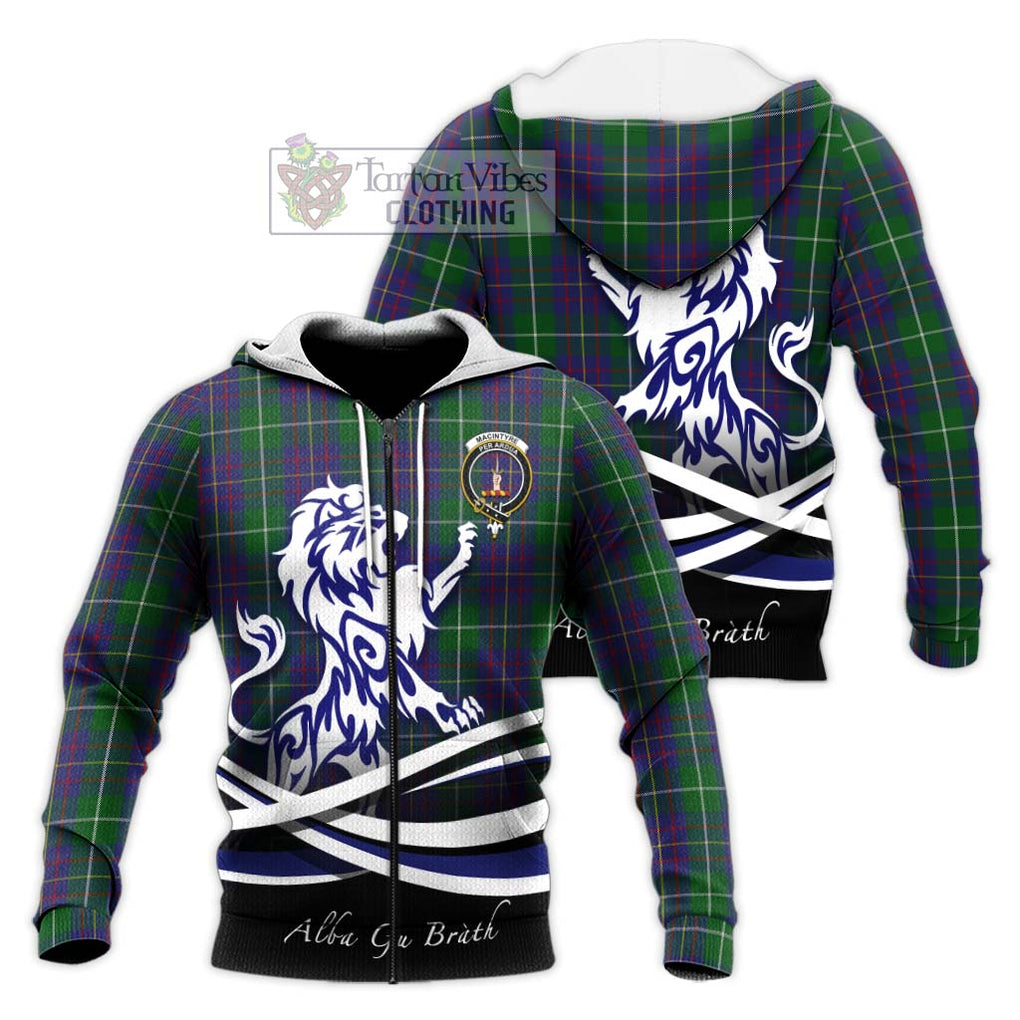 MacIntyre Inglis Tartan Knitted Hoodie with Alba Gu Brath Regal Lion Emblem Unisex Knitted Zip Hoodie - Tartanvibesclothing Shop