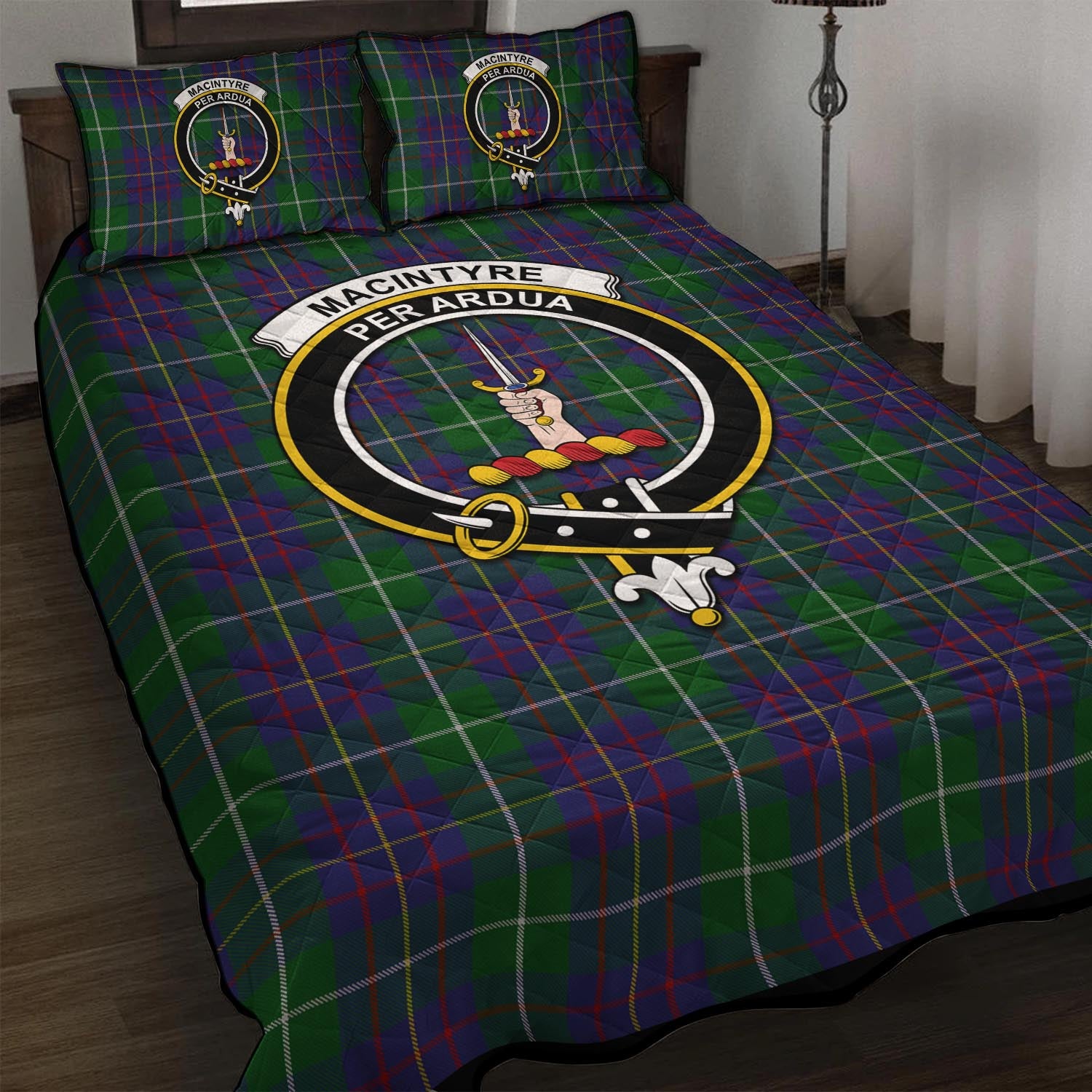 MacIntyre Inglis Tartan Quilt Bed Set with Family Crest - Tartan Vibes Clothing