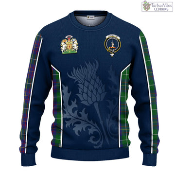 MacIntyre Inglis Tartan Knitted Sweatshirt with Family Crest and Scottish Thistle Vibes Sport Style