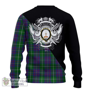 MacIntyre Inglis Tartan Ugly Sweater with Family Crest and Military Logo Style